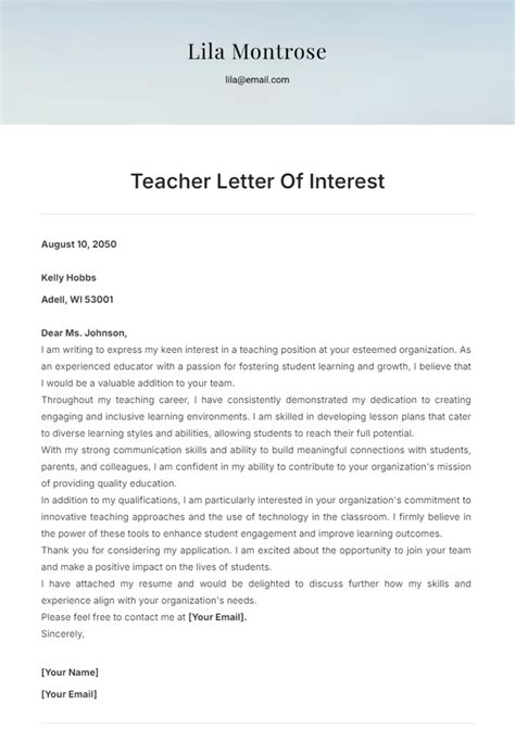 Sample Teacher Letter Meet The Teacher Letter