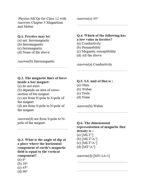 Class 12 MCQ Questions Physics 的图像结果