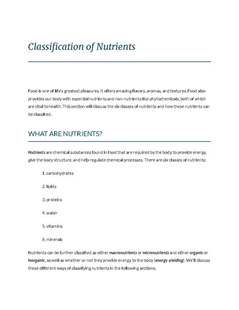 Classification of Nutrients - It offers amazing flavors, aromas, and textures. Food also ...