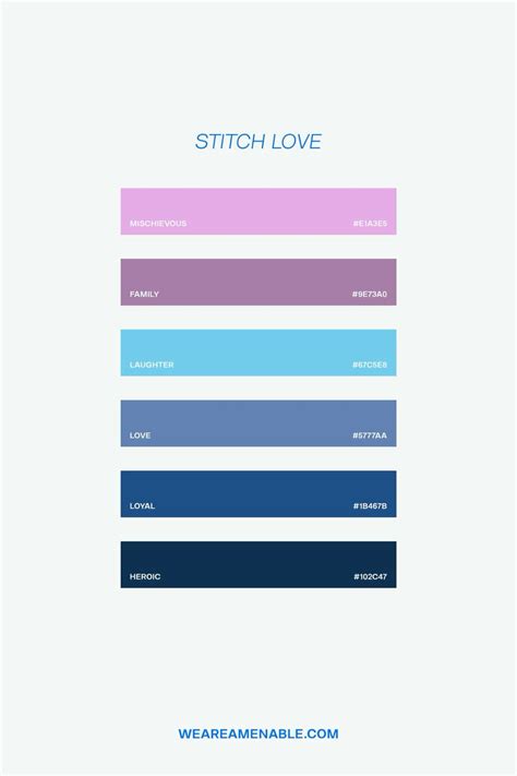 Stitch Love Color Palette | Disney colors, Lilo and stitch, Brand ...