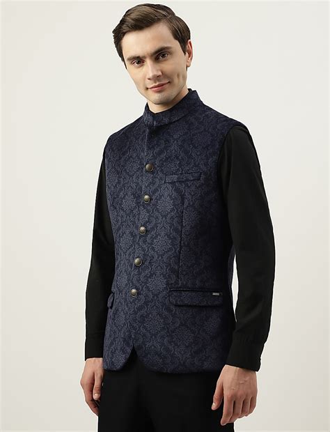 Buy Printed Mandarin Collar Waistcoat at Marks & Spencer