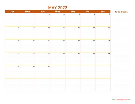 May 2022 Calendar | Calendar Quickly