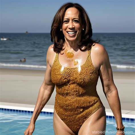 Kamala Harris in Honey-Coated Bathing Suit | Stable Diffusion Online