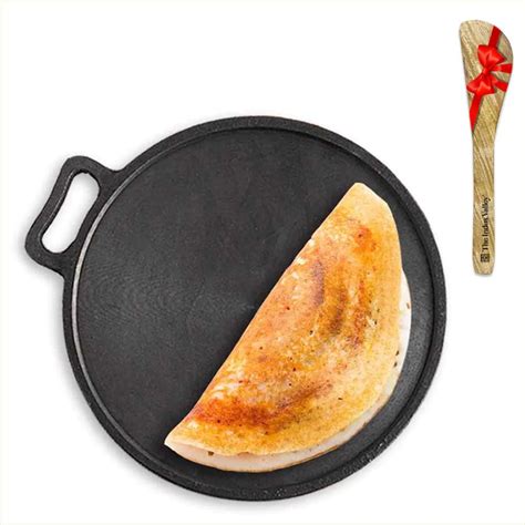 Buy The Indus Valley Super Smooth Cast Iron Tawa with Free Wooden Flip ...