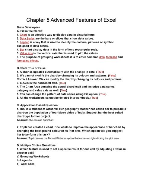 Chapter 5 kips Advanced Features of Excel - Chapter 5 Advanced Features ...