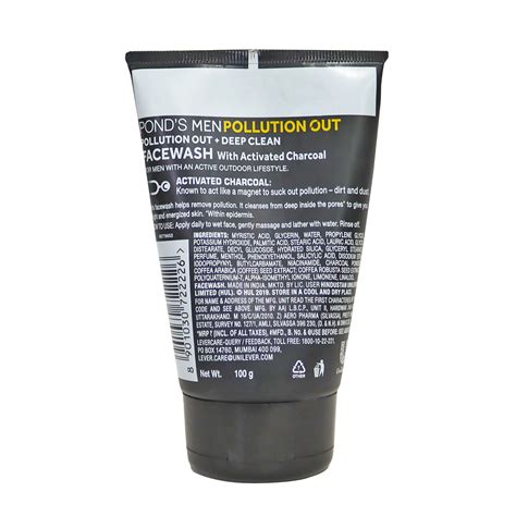 Ponds Men – Pollution Out Activated Charcoal Deep Clean Face Wash, 100 ...