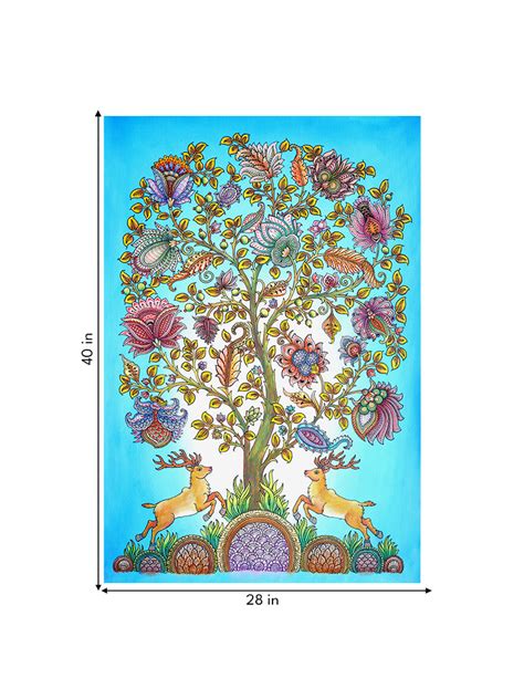 Tree of life with deer in Kalamkari Painting