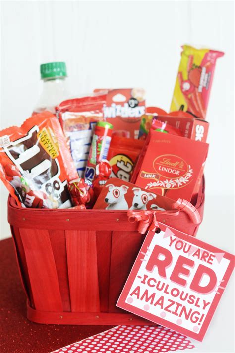 DIY Red Gift Basket | Free printable red themed gift tags! in 2023 ...