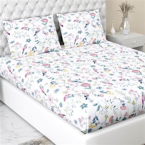 Haus & Kinder Elastic Fitted Bedsheet for Queen Size Bed | 186 TC Bed ...
