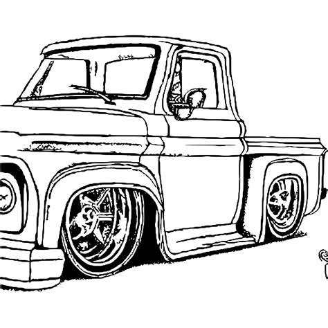 Coloriage de la camionnette Chevy Step Side 1965 · Creative Fabrica