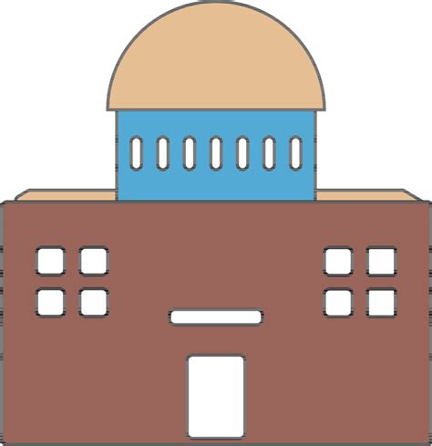 A low, blue building Vector Art Vector Art