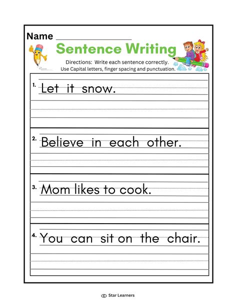 10 Printable Write the Sentence Worksheets. 1st-3rd Grade Writing ...