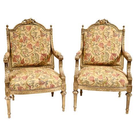 Pair Empire Arm Chairs French Fauteuil, 1880 For Sale at 1stDibs