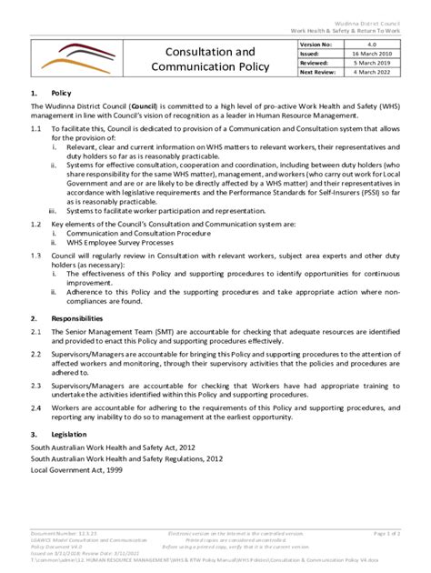 2019-2026 Form AU WHS Consultation and Communication Policy - Wudinna ...