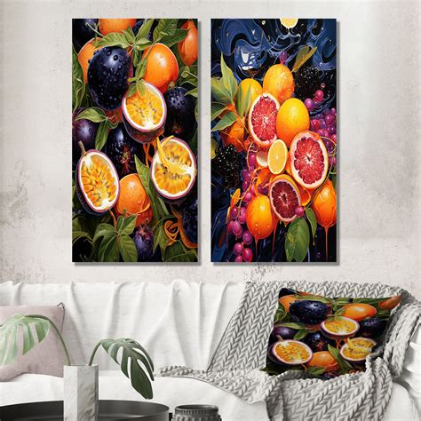 Lark Manor™ Electric Ebony Passionfruit Pulse - Fruits Metal Wall Art ...