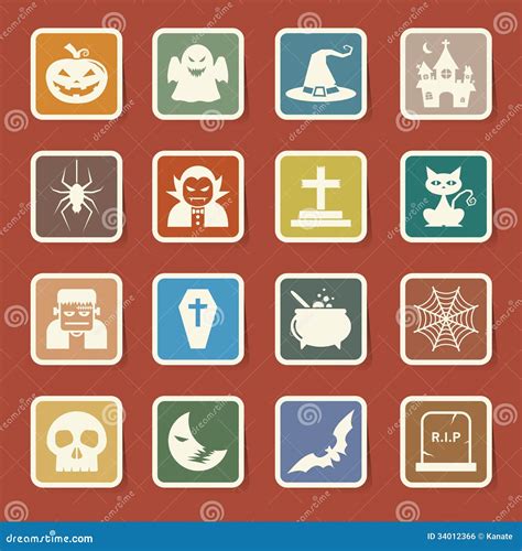 Halloween icon set. stock vector. Illustration of devil - 34012366