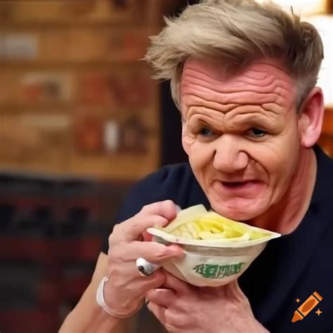 Gordon ramsay enjoying cheap noodles on Craiyon