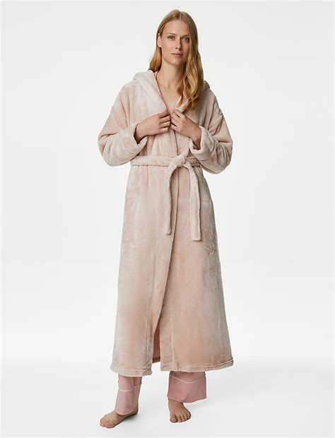 Buy Fleece Hooded Long Dressing Gown at Marks & Spencer