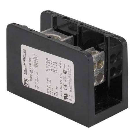 Square D Power Distribution Block, Open, 1 Pole, 175 A Copper, 600 V AC ...