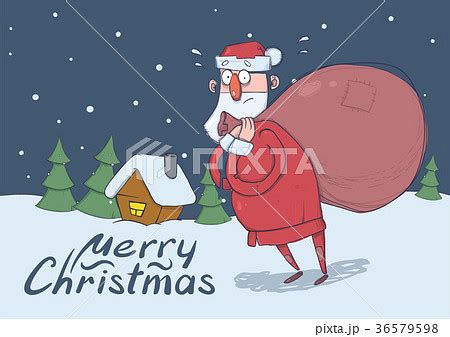 Christmas card of funny confused Santa Claus withのイラスト素材 [36579598] - PIXTA