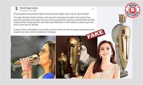 Morphed Image Shared As Nita Ambani Drinking World's 'Costliest' Water ...