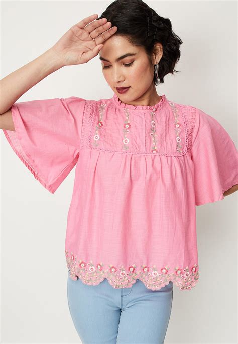 Buy Women Embroidered Flutter Sleeve Top Online at just Rs. 899.0 ...