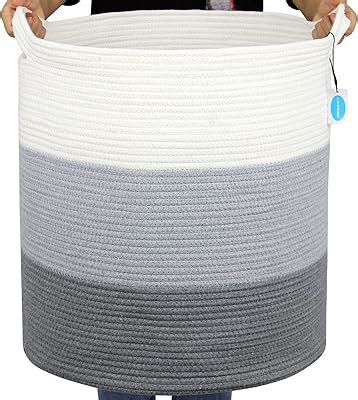 ALBY Large Jute Rope Oval Basket - Tall Laundry Basket Hamper For Dirty ...