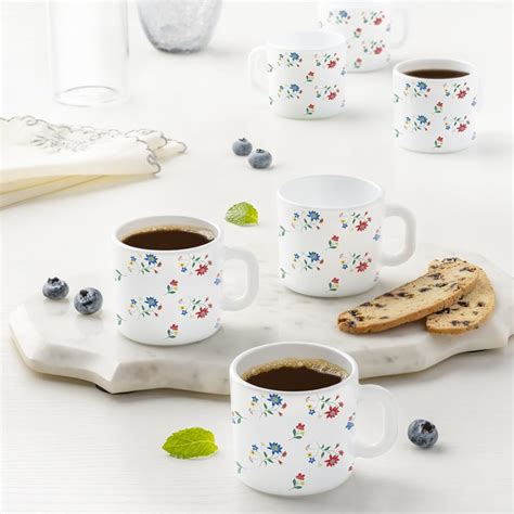 Larah by BOROSIL Bouquet Opalware Mug | Set of 6 Tea/Coffee Mugs, 100 ...
