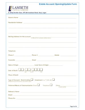 Fillable Online ESTATE ACCOUNT OPENING FORM current Fax Email Print ...