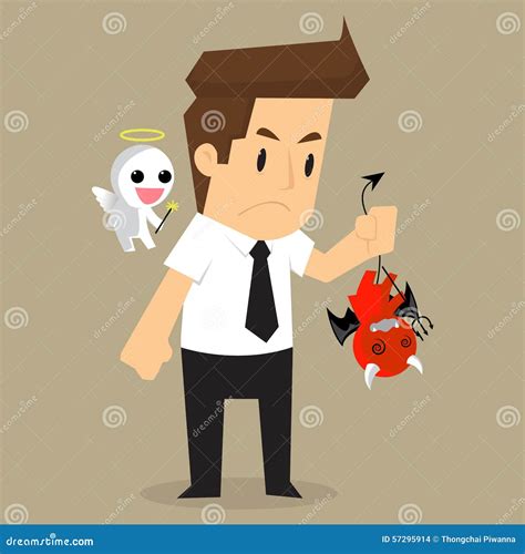 Businessman Shoulder Devil and Angel Stock Vector - Illustration of ...