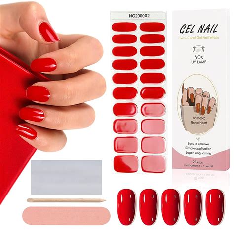 Buy Superdots 20PCS Semi Cured Gel Nail Polish Strips, Self Adhesive ...