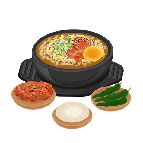 Vector Illustration Logo Clipart Kongnamul Gukbap on a Ttukbaegi with ...