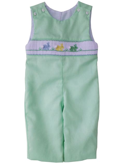 Little Boys Longall with Smocked Easter Bunnies, cottontails green ...