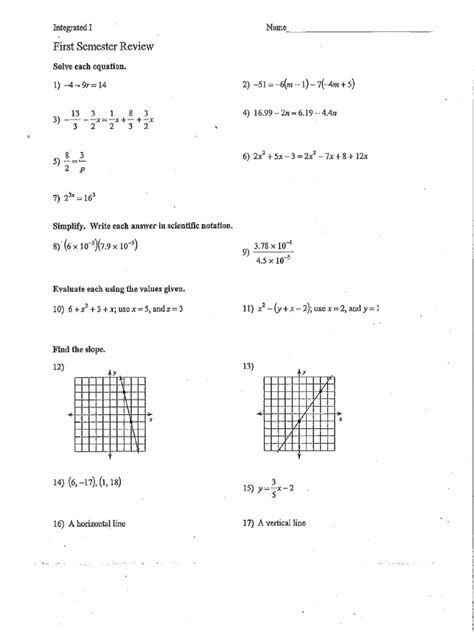 Integrated Math 1 Cumulative Review | PDF