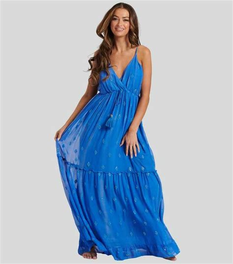 South Beach Bright Blue Sequin Embellished Cami Maxi Dress | New Look