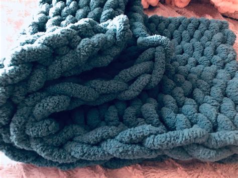 Chunky Fuzzy Hand Knit Chenille Throw Blanket Small Available in a ...