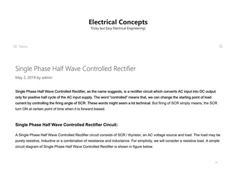 Image result for Single Phase Half-Wave Rectifier