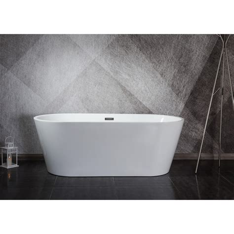 Maincraft 31.52-in x 66.98-in White Acrylic Oval Freestanding Soaking ...