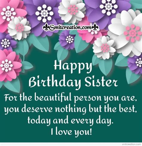 To My Beautiful Sister - Happy Birthday Card - SmitCreation.com