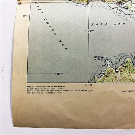 1945 CONFIDENTIAL Northeast Battlefield Composite Map of Okinawa ...