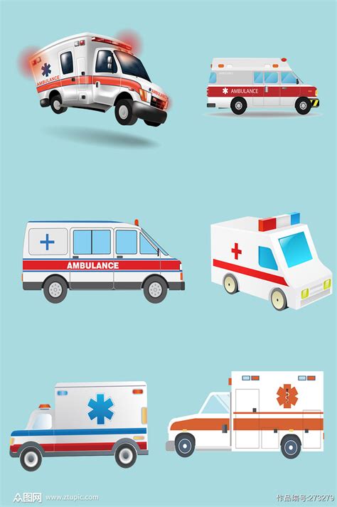手绘卡通救护车素材-设计元素素材下载-众图网