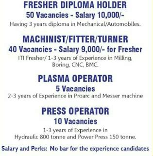 Hiring for ITI, Diploma & Plasma Operator, Press Operator in ...