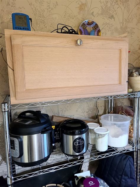My DIY proofing box. Cabinet from big box store, in horizontal position ...
