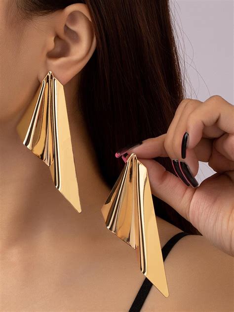 Fashion Iron Triangle Stud Earrings For Women For Daily Life | SHEIN USA