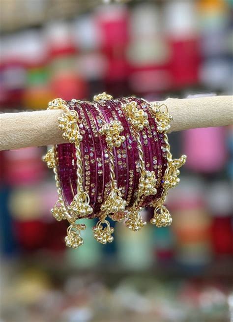 New raindrop kashmiri bangles set – Bangle Indian Tradition