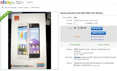 Gionee Marathon M3 with 5000mAh battery listed on eBay at INR 13,999 ...