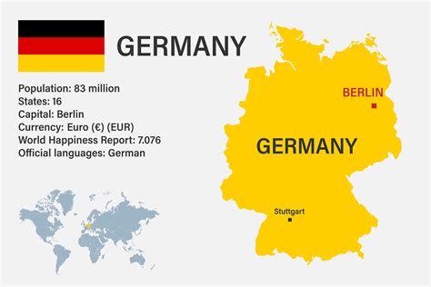mapa de alemania muy detallado con bandera, capital y pequeño mapa del mundo 25756376 Vector en ...
