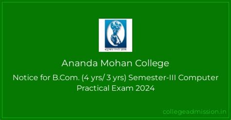 Ananda Mohan College, Kolkata Notice for B.Com. (4 yrs/ 3 yrs) Semester ...