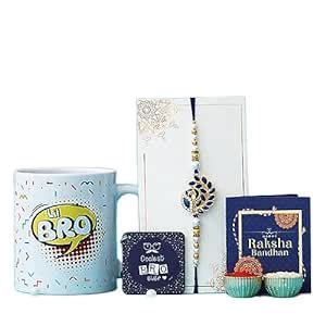 Dreamica Rakhi for Brother with Printed Ceramic Mug And Keychain Combo ...