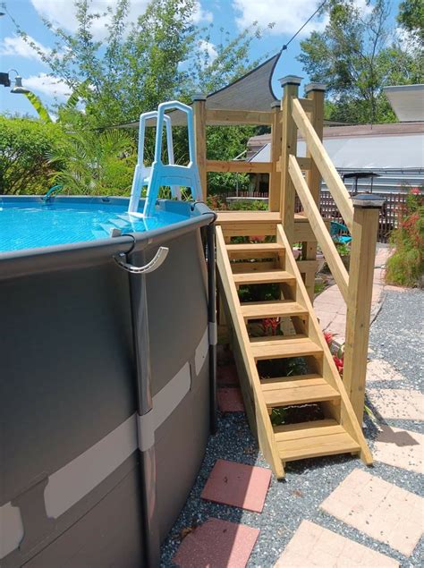 42 Above Ground Pool Steps, DIY Ladder Stairs and Deck Ideas